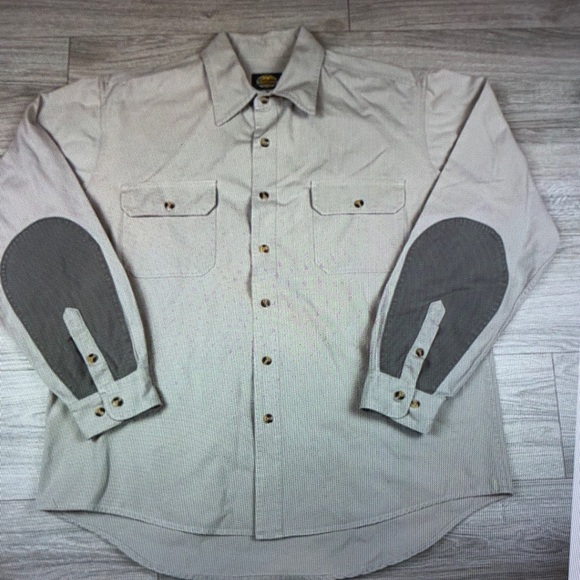Cabela's Other - Cabela's Casual Cream Shirt with Gray Patches